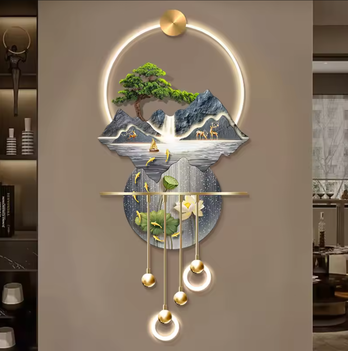 AquaAura™ – Cascading Waterfall LED Wall Art