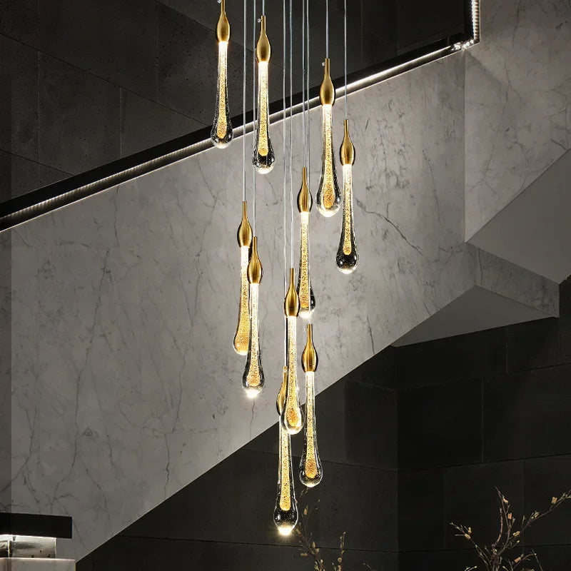 OrionCascade™ – Grand Crystal LED Staircase Chandelier