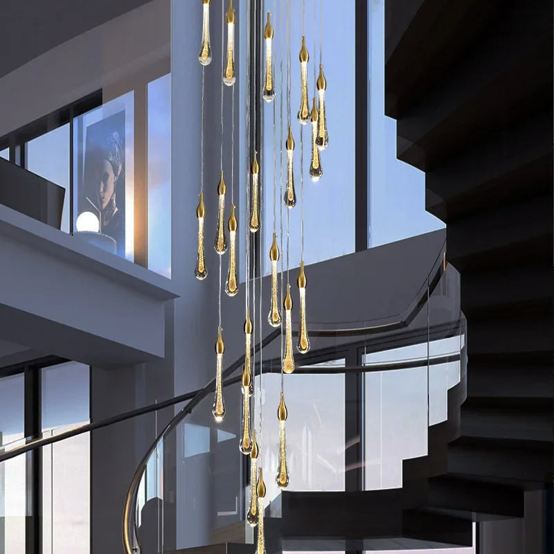 OrionCascade™ – Grand Crystal LED Staircase Chandelier