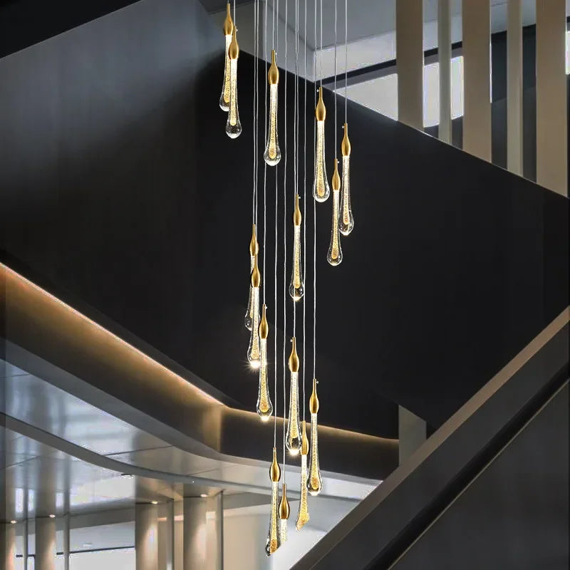 OrionCascade™ – Grand Crystal LED Staircase Chandelier
