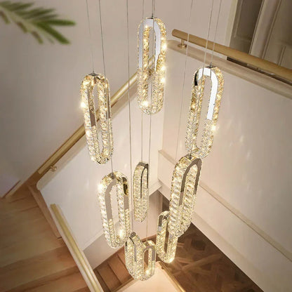 LuxeSpiral™ – Golden Crystal Cascade Chandelier