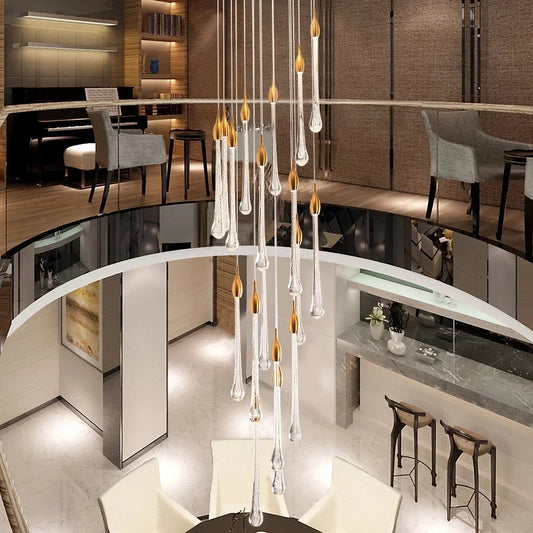 OrionCascade™ – Grand Crystal LED Staircase Chandelier